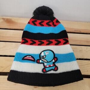 Marvel Knit Captain America Beanie w/ Single Pom Pom - OSFM